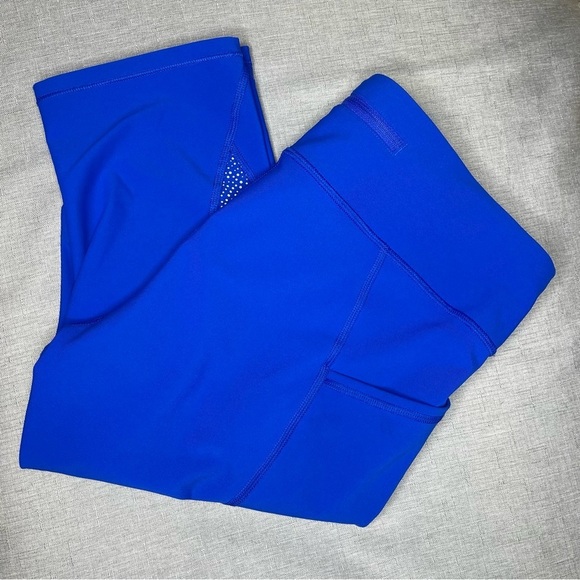 Lululemon Tight Stuff Crop Leggings Reflective with Side Pockets Cerulean Blue - Picture 8 of 12